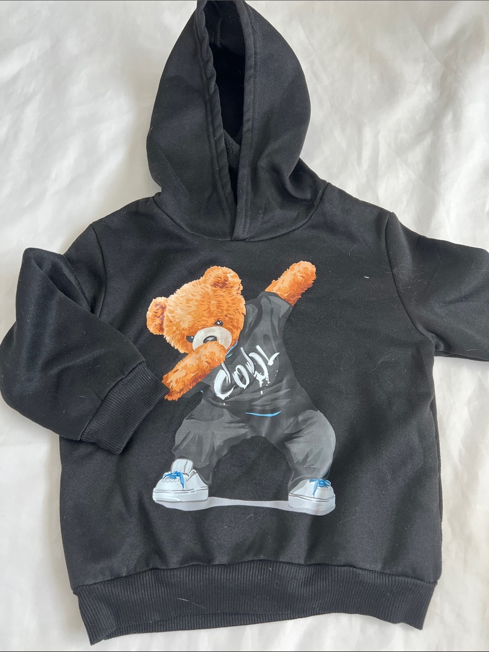 “Bundle 10/$13” SHEIN 4Y Black Kids Hoodie with Dabbing Teddy Graphic